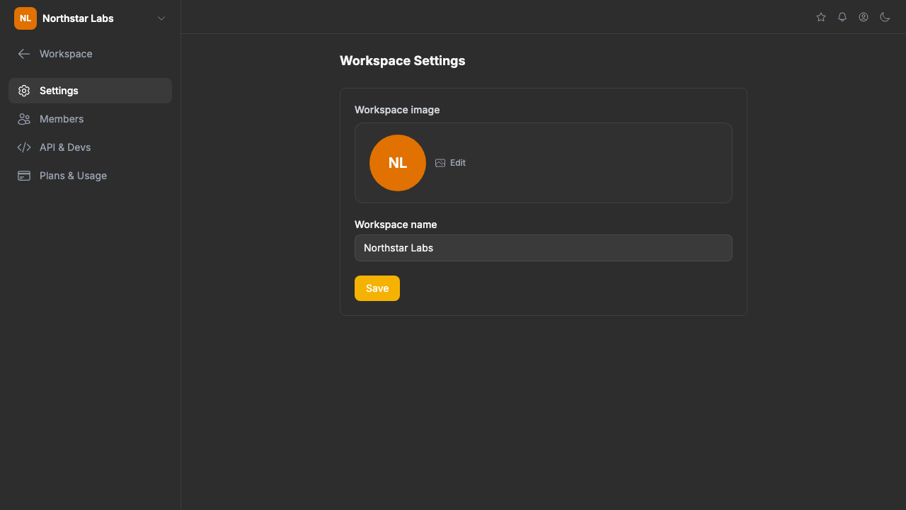 Workspace settings