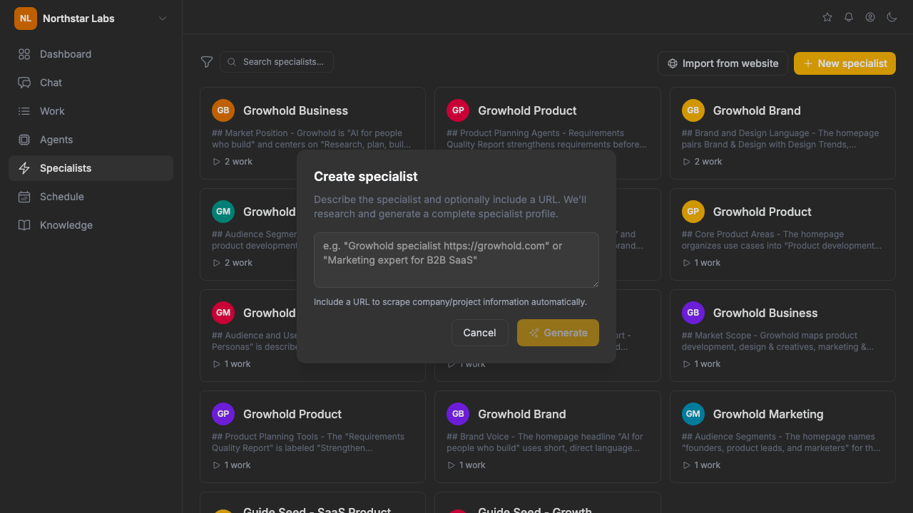 Creating specialists