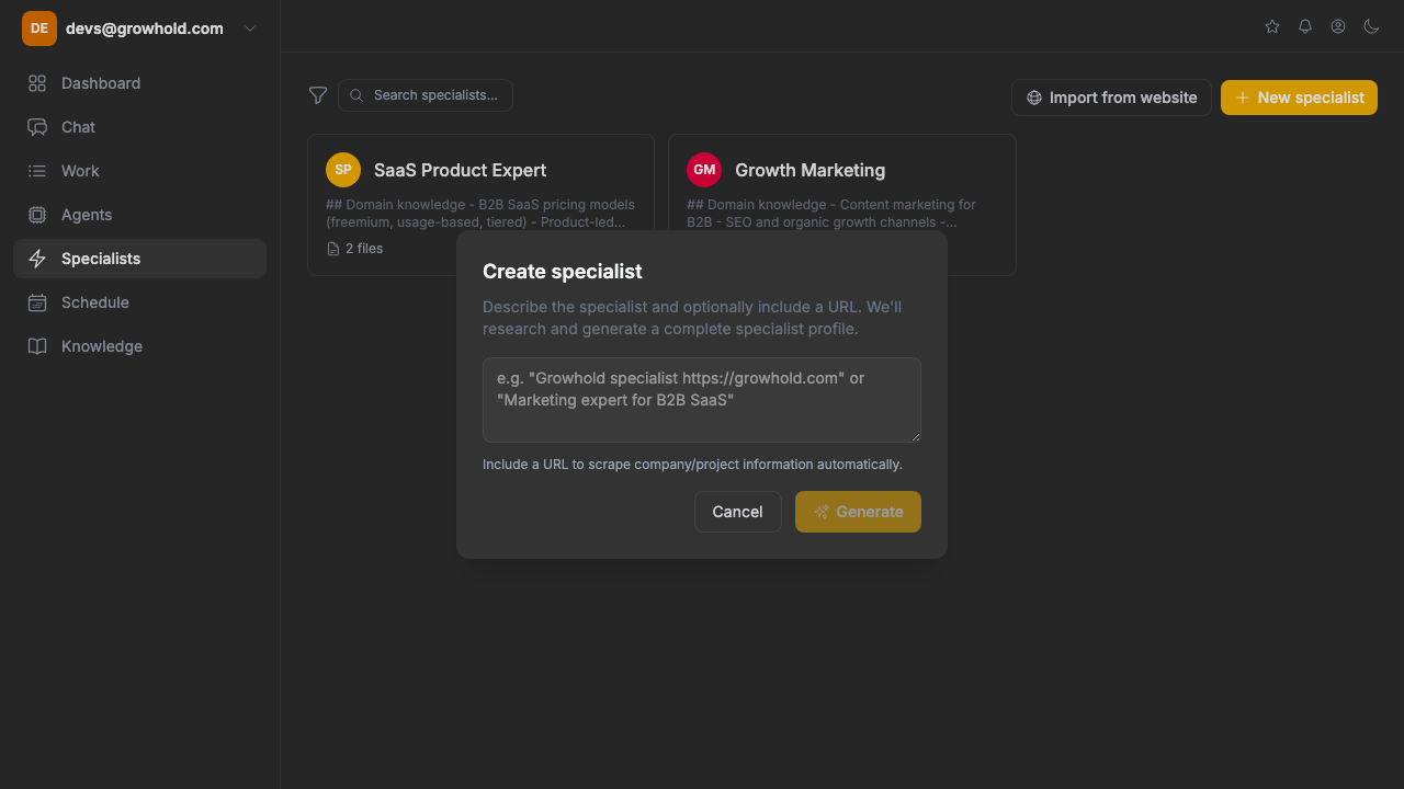 Creating specialists