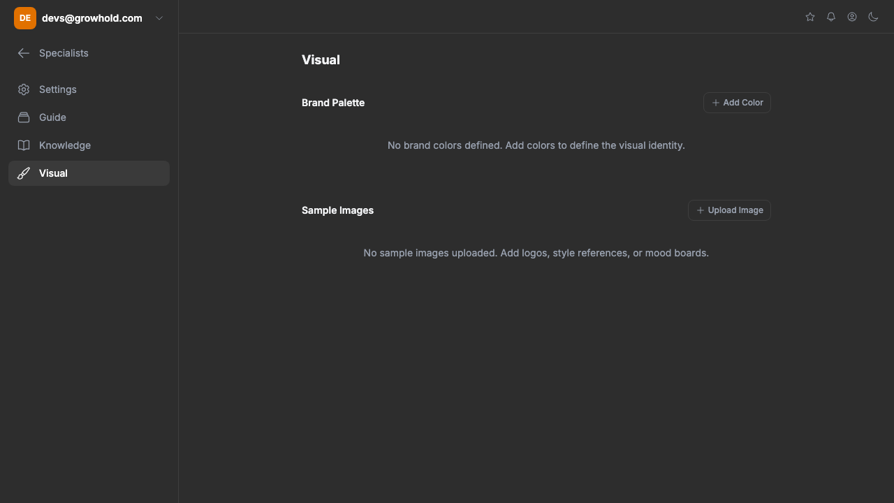 Visuals: design assets and palettes